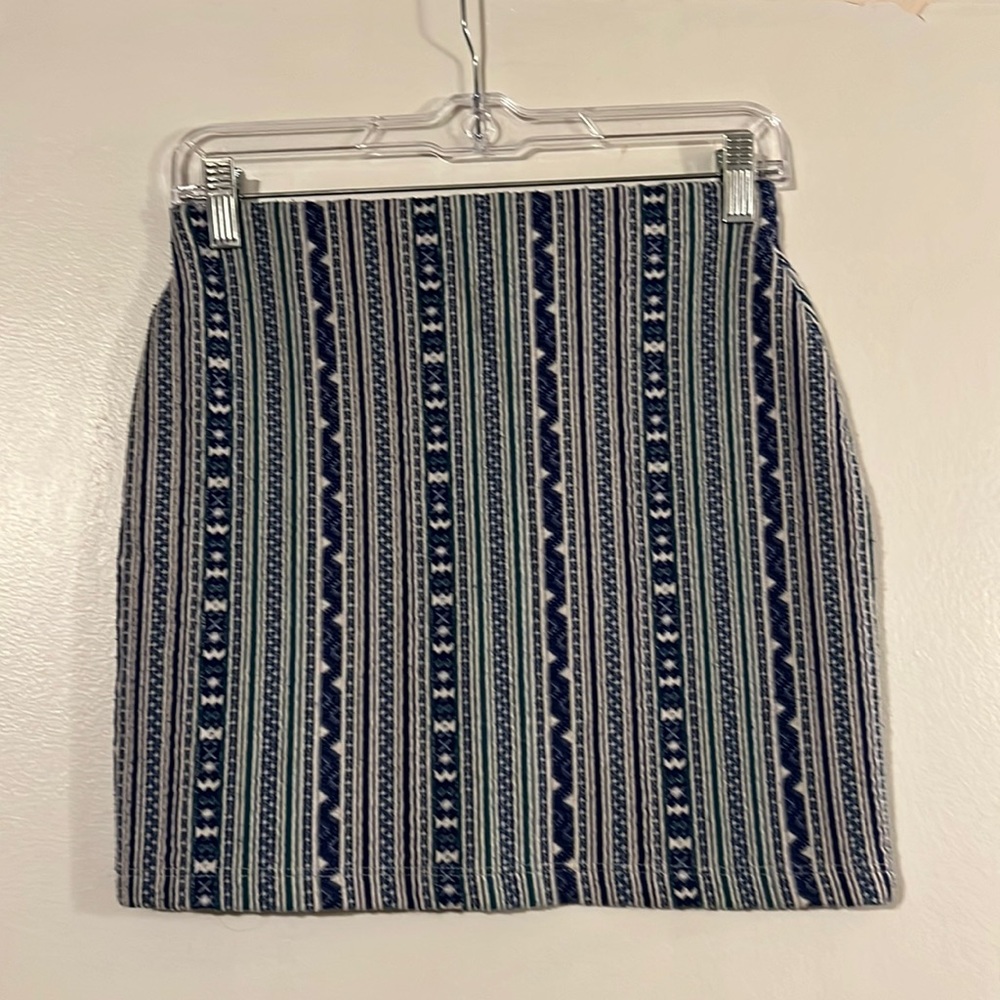 Zara trafaluc blue/white bandage skirt